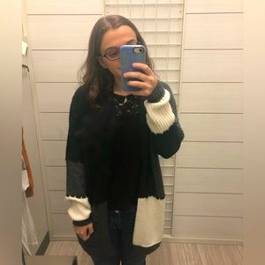 Solutions! Black/White/Grey Striped Cardigan